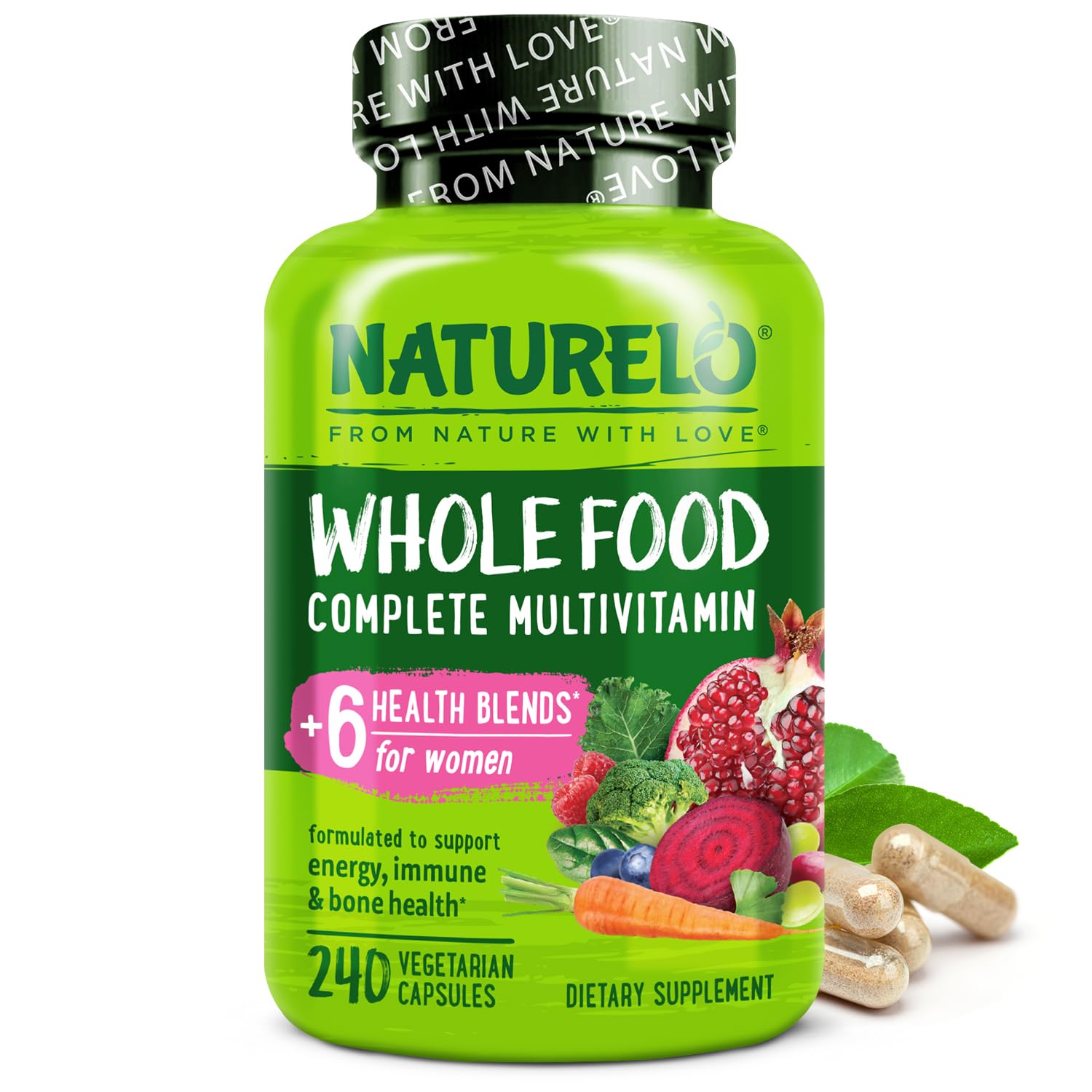 NATURELO Whole Food Multivitamin for Women - with Vitamins, Minerals, & Organic Extracts - Supplement for Energy and Heart Health - Maple Wellness Supplements