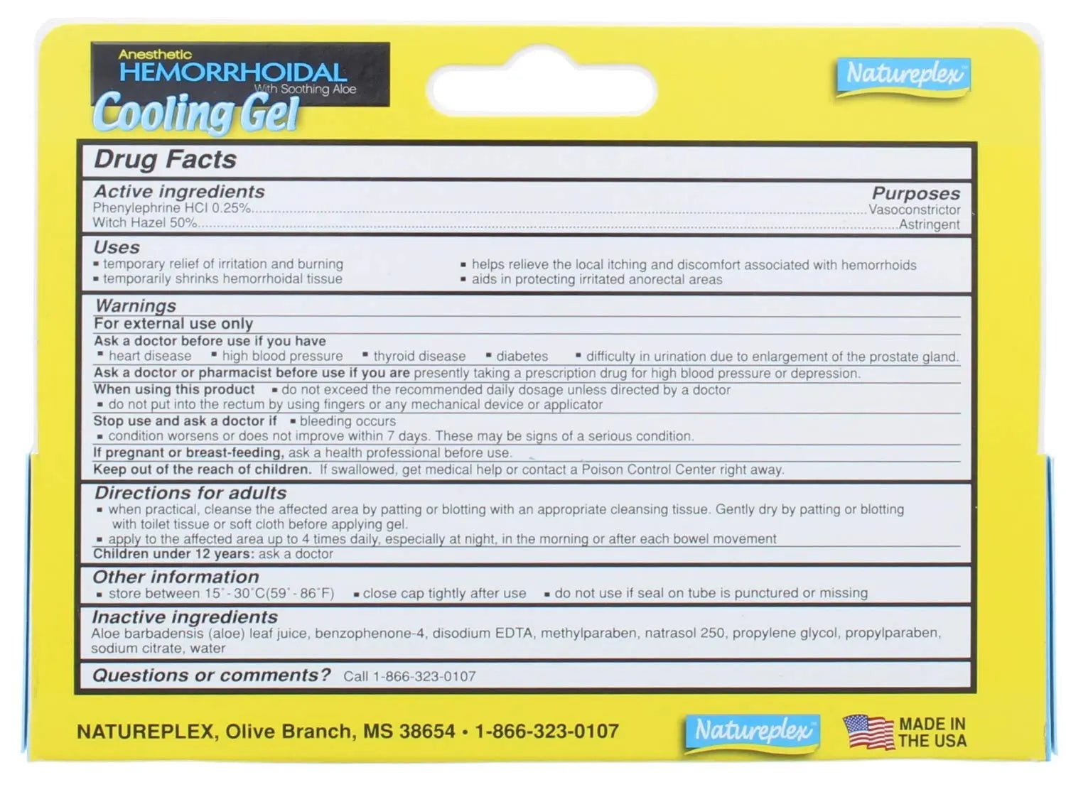 Natureplex Anesthetic Hemorrhoidal Cooling Gel 0.9 oz (2 Pack) – Witch Hazel & Phenylephrine, Soothing Aloe Formula for Temporary Itching, Burning & Swelling Relief - Made in USA - Maple Wellness Supplements