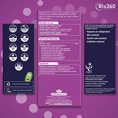 Natures Aid Bio360 Kidz Pro-5 (5 Billion Bacteria) from Natures Aid, Children's Microbiotic - Maple Wellness Supplements