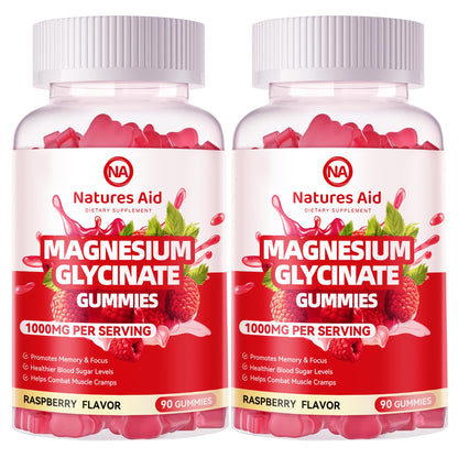 Natures Aid Magnesium Glycinate Gummies 1000mg - Sugar Free Magnesium Potassium Supplement with Vitamin D, B6, CoQ10 for Calm Mood - Maple Wellness Supplements