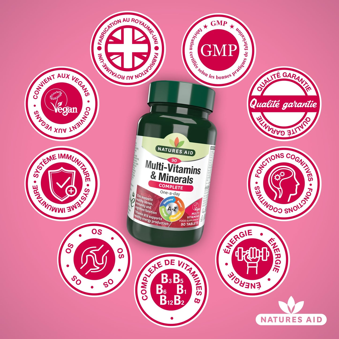 Natures Aid Multivitamins and Minerals, 90 Count (Pack of 1), (Packing may vary) - Maple Wellness Supplements