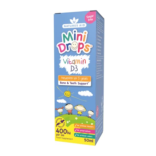 Natures Aid Vitamin D3 Mini Drops for Infants and Children, Sugar Free, 50ml - Maple Wellness Supplements