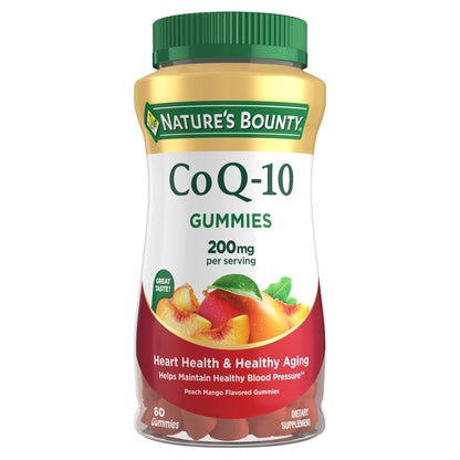 Nature's Bounty CoQ10 Gummies, Supports Heart Health, CoQ10 200mg, Peach Mango Flavor, 60 Count - Maple Wellness Supplements
