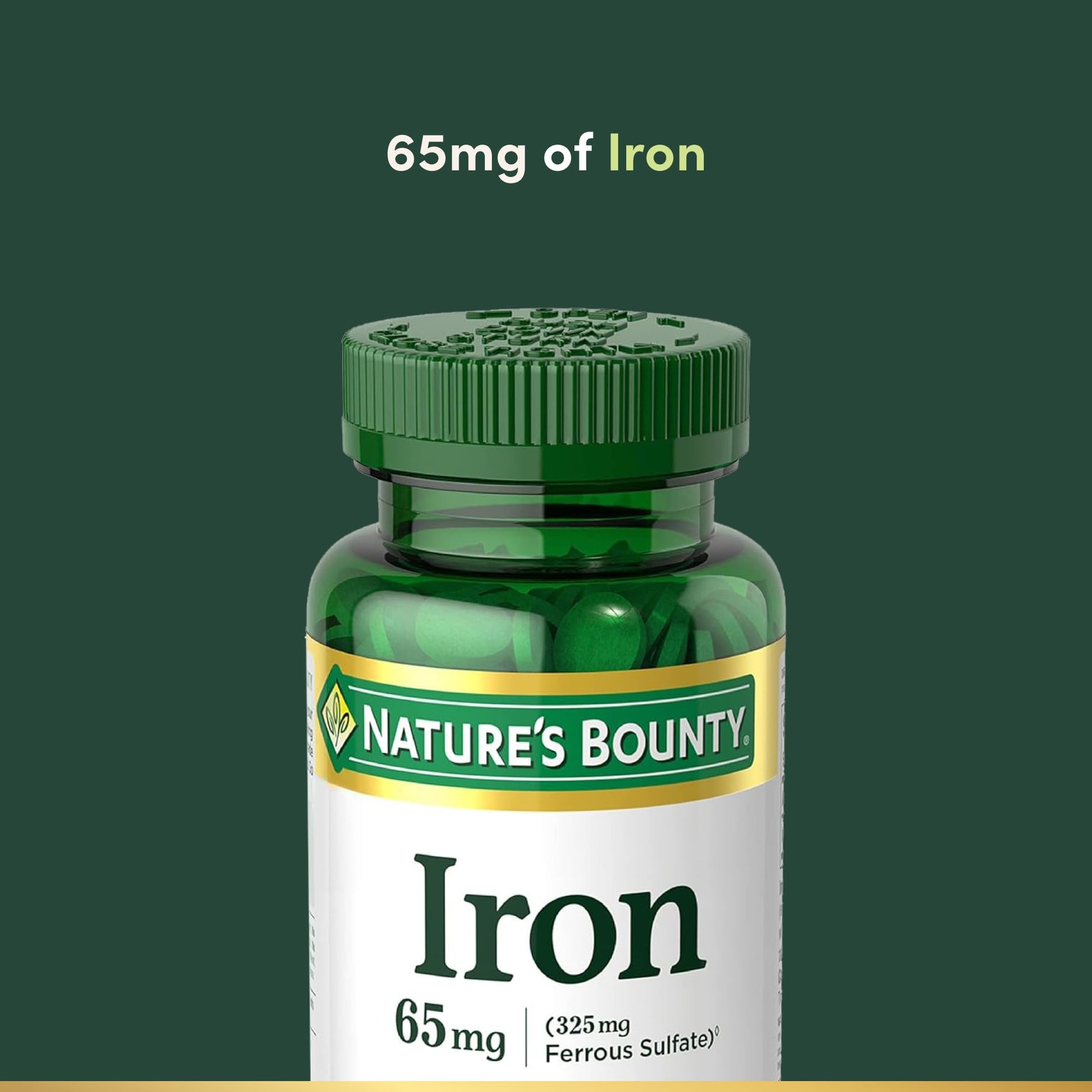 Nature’s Bounty Iron 65mg, 325 mg Ferrous Sulfate, Cellular Energy Support, Promotes Normal Red Blood Cell Production - Maple Wellness Supplements