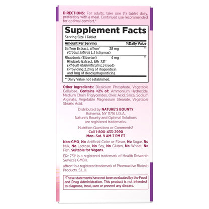 Nature’s Bounty Optimal Solutions Advanced Menopause Relief, Menopause Supplement for Women featuring Siberian Rhubarb, Hotflash Relief, No added Hormones, Drug-Free, 30 Tablets, 30 Total Servings - Maple Wellness Supplements