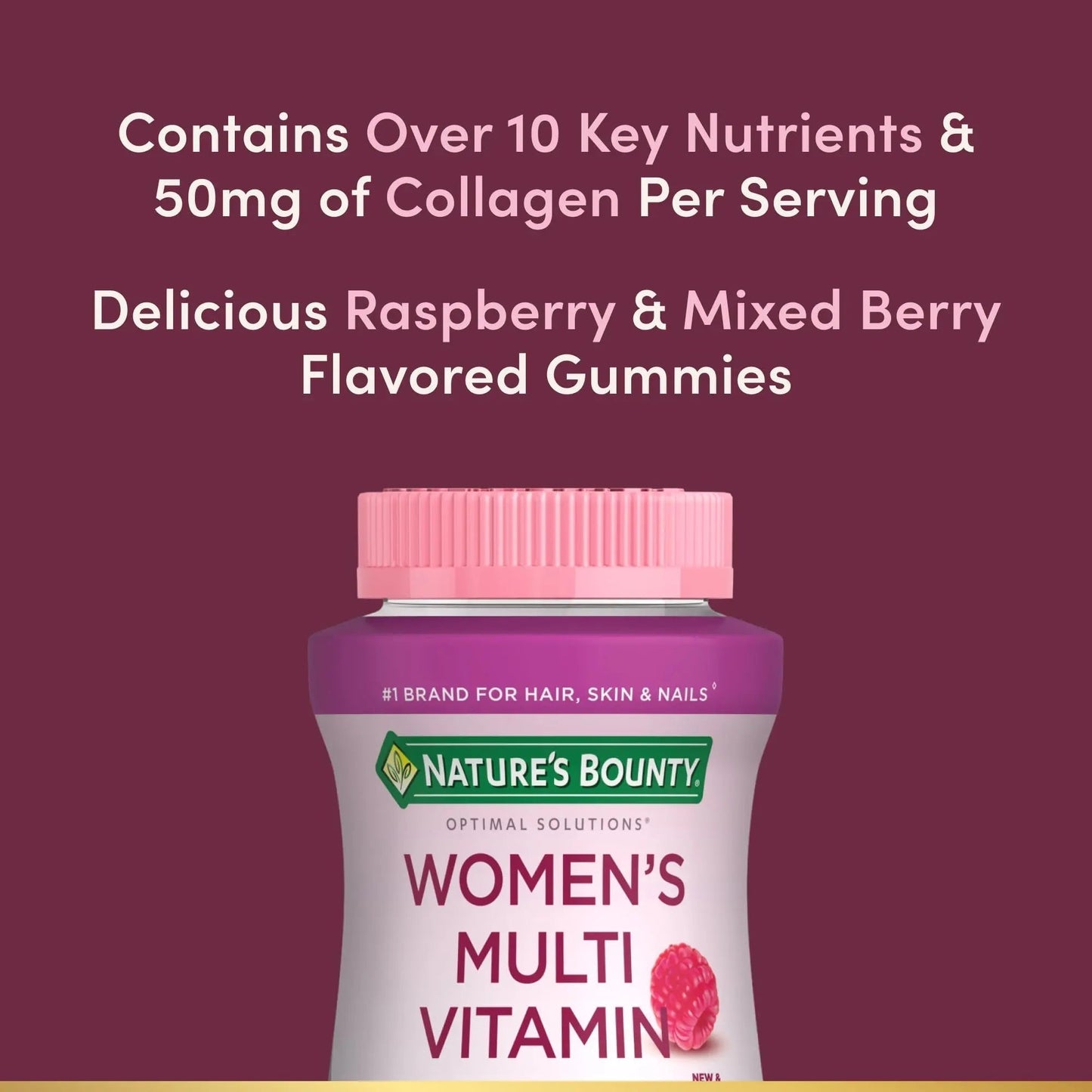 Nature's Bounty Optimal Solutions, Women's Multivitamin Gummies for Immune Support, Cellular Energy Support, Bone Health - Maple Wellness Supplements