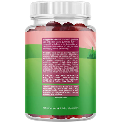 Natures Craft High Prebiotic Fiber Gummies for Kids - Dietary Fiber Supplements for Digestion & Constipation - Chicory Root Kids Immune Gummies - Non-GMO - Maple Wellness Supplements