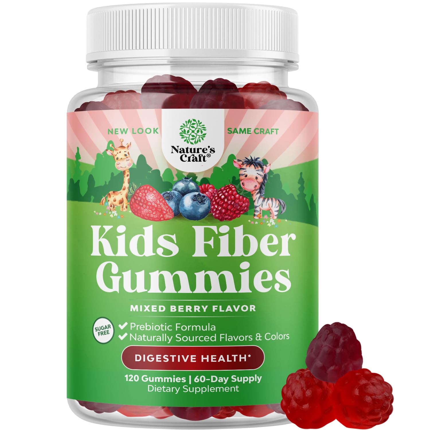 Natures Craft High Prebiotic Fiber Gummies for Kids - Dietary Fiber Supplements for Digestion & Constipation - Chicory Root Kids Immune Gummies - Non-GMO - Maple Wellness Supplements