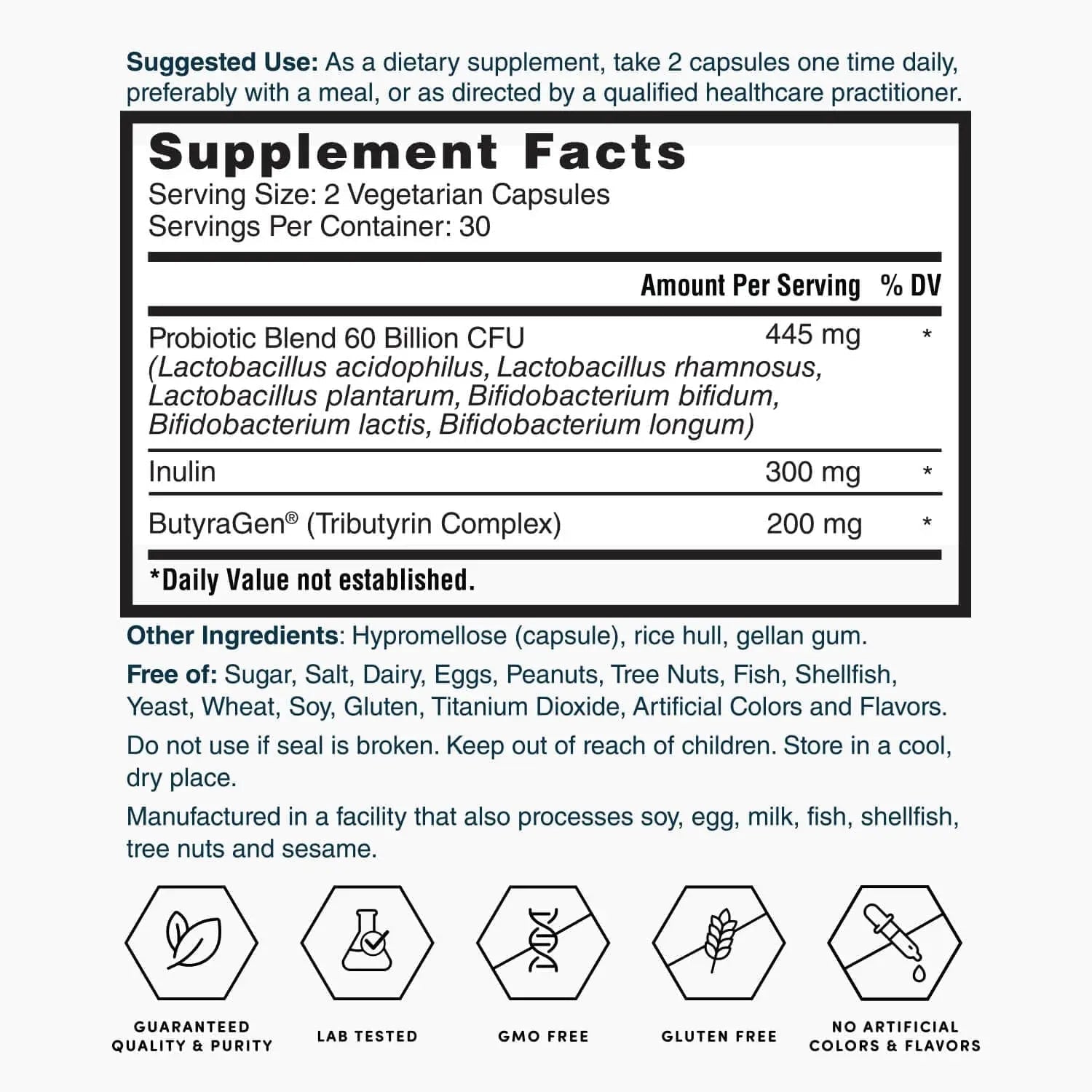 Nature's Lab Gold ProTotal - 60 Billion CFU Probiotic, Prebiotic, Postbiotic, Synbiotic - with Butyragen (Direct Butyrate Generator) 60 Ct - Maple Wellness Supplements