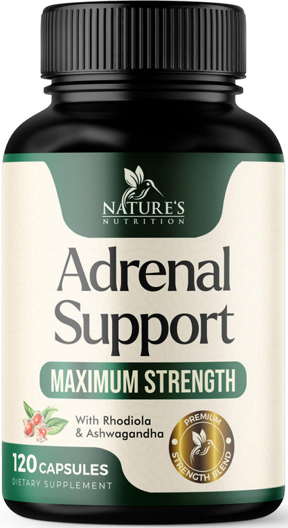 Nature's Nutrition Adrenal Support Supplements Cortex Complex, Best Energy Supplement, Supports Health & Energy Levels, Daily Ashwagandha for Women & Men, Supports Immune System, 120 Capsules - Maple Wellness Supplements