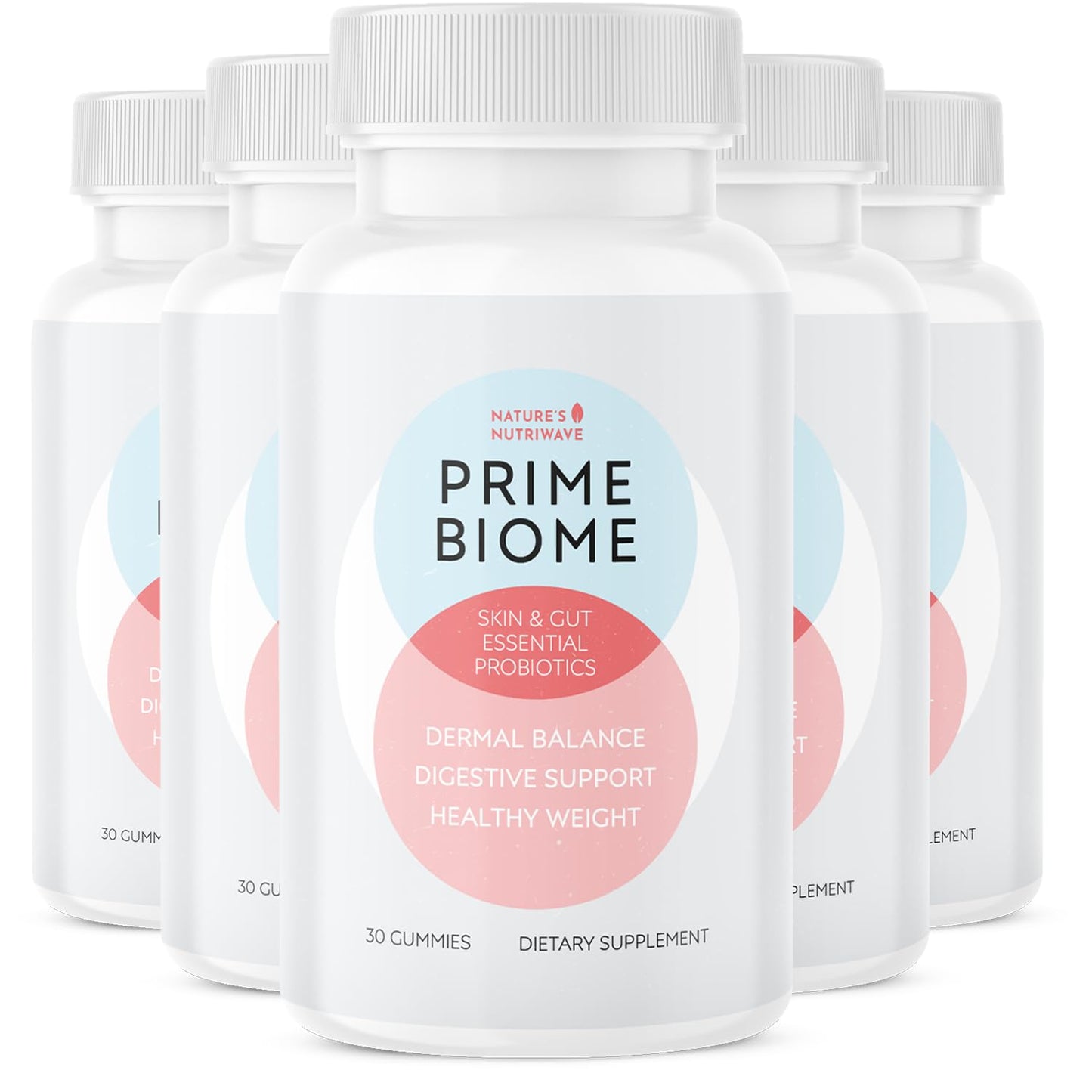 Nature’s NutriWave PrimeBiome Probiotic Gummies – Plant-Based Blend with Inulin, Lion’s Mane, Ginger & More– Non-GMO, No Stimulants, GMP Certified – 30 Gummies, 6 Month Supply - Maple Wellness Supplements
