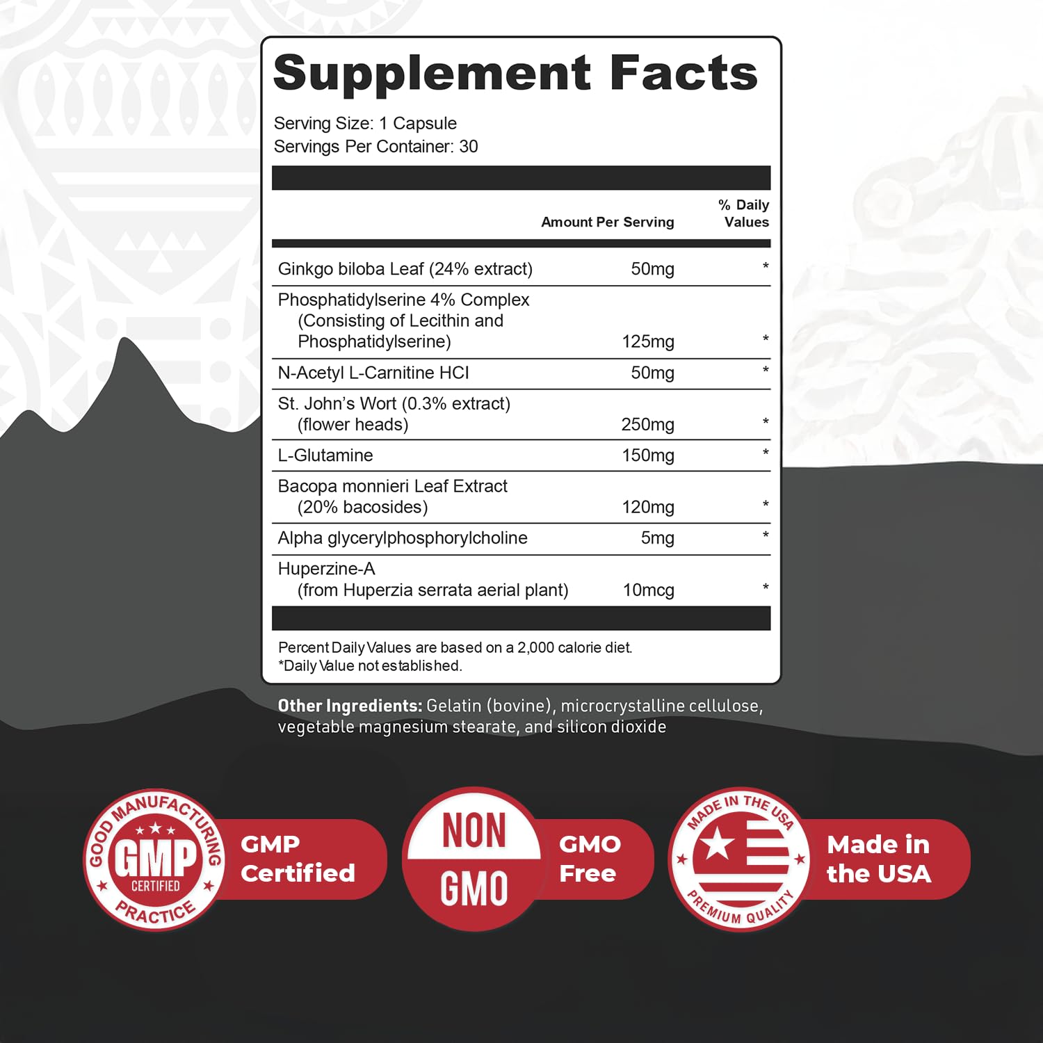 Nature’s NutriWave TribalForce X – Daily Botanical Supplement with Ginkgo Biloba, Bacopa, & Amino Acids – Non-GMO, Natural & Stimulant-Free Formula, Made in USA – 30 Capsules, 1 Month Supply - Maple Wellness Supplements