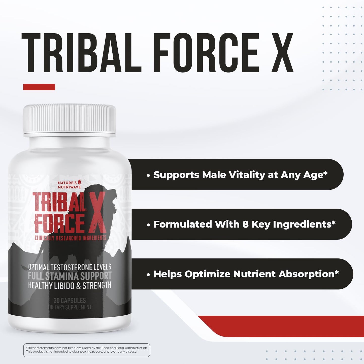 Nature’s NutriWave TribalForce X – Daily Botanical Supplement with Ginkgo Biloba, Bacopa, & Amino Acids – Non-GMO, Natural & Stimulant-Free Formula, Made in USA – 30 Capsules, 1 Month Supply - Maple Wellness Supplements