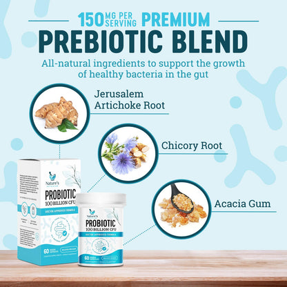 Nature's Physician Probiotics - 100 Billion CFU Per Capsule - 16 Strains + Prebiotics - Best Probiotic Supplement for Women & Men - Supports Immune, - Maple Wellness Supplements