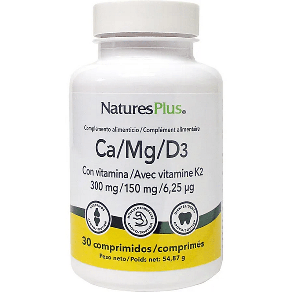 Natures Plus Calcium Magnesium Vitamins D3 and K2 30 tablets - Maple Wellness Supplements