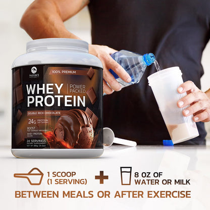 Nature's Premium 100% Whey Protein Powder, 24g of Protein, Double Rich Chocolate - Maple Wellness Supplements