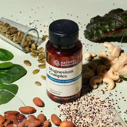 Nature’s Sunshine Magnesium Complex - High Potency Magnesium Supplement with Citrate & Malate for Relaxation, Optimal Absorption, Muscle Function, Energy Production - 50 Servings (100 Capsules) - Maple Wellness Supplements