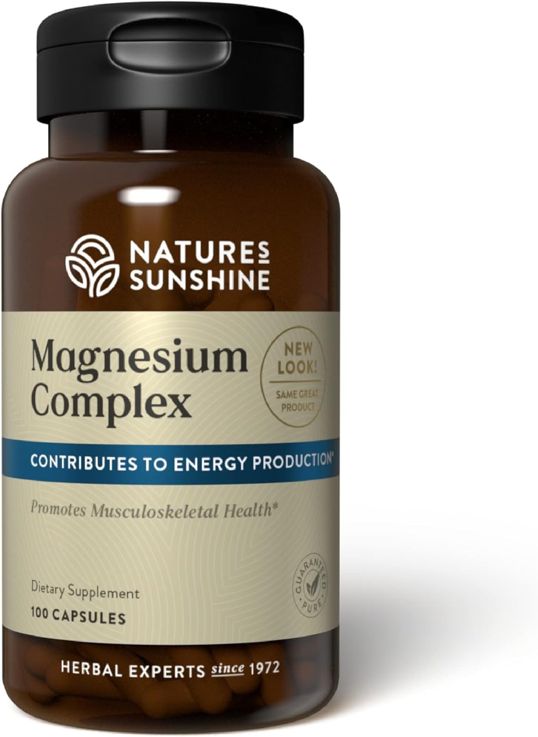 Nature’s Sunshine Magnesium Complex - High Potency Magnesium Supplement with Citrate & Malate for Relaxation, Optimal Absorption, Muscle Function, Energy Production - 50 Servings (100 Capsules) - Maple Wellness Supplements