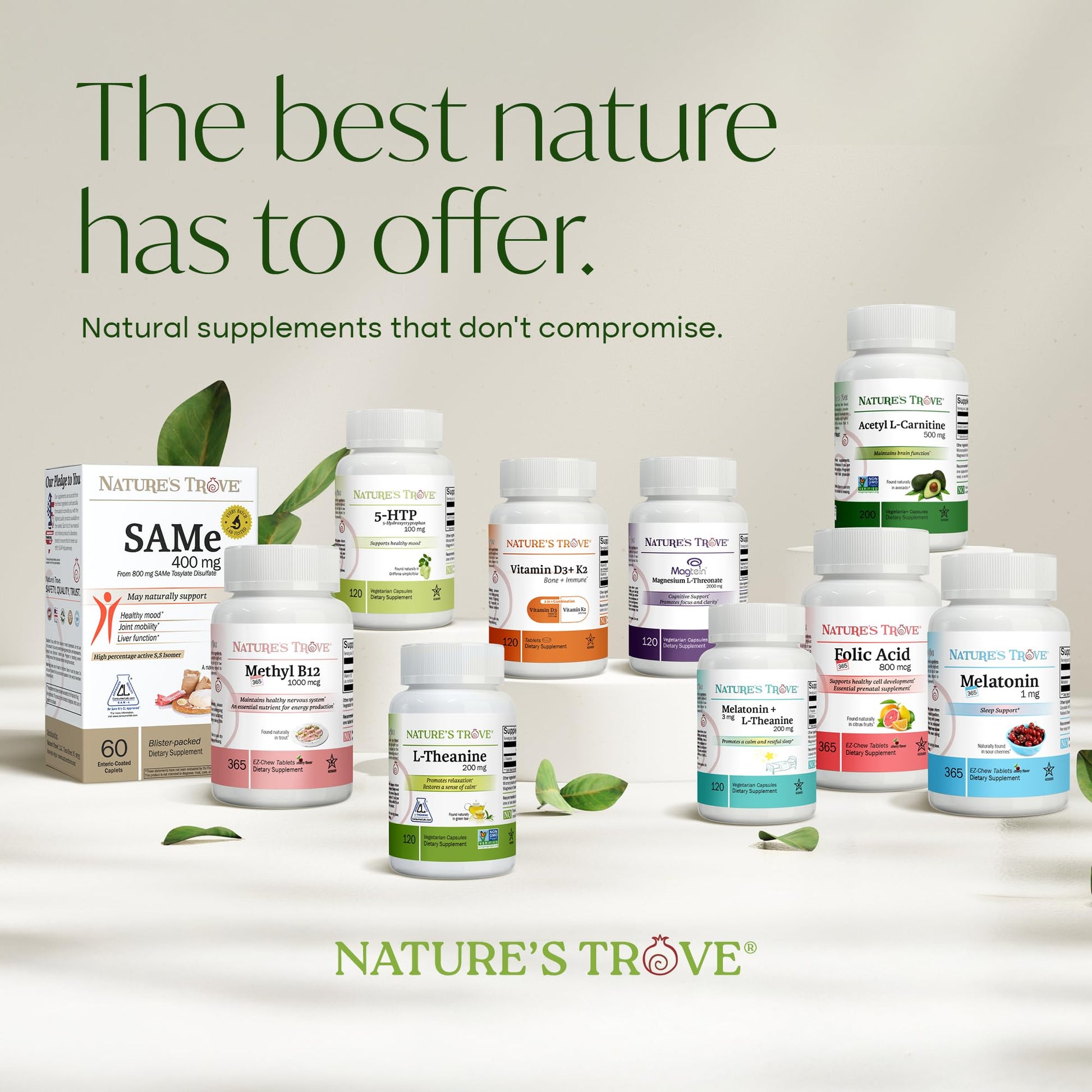 Nature's Trove L-Theanine 200mg Super Value Size - 365 Vegetarian Capsules - Maple Wellness Supplements