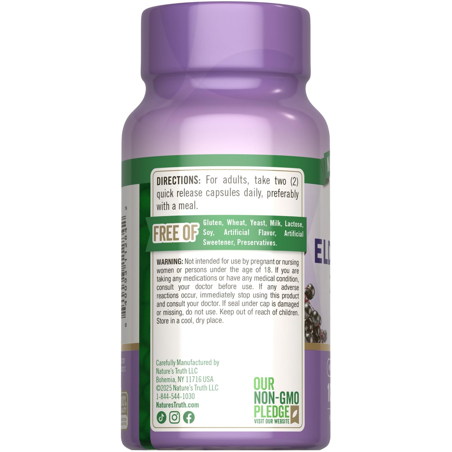 Nature's Truth Black Elderberry Capsules | 100 Count | Super Concentrated Sambucus Extract | Non-GMO and Gluten Free Supplement - Maple Wellness Supplements