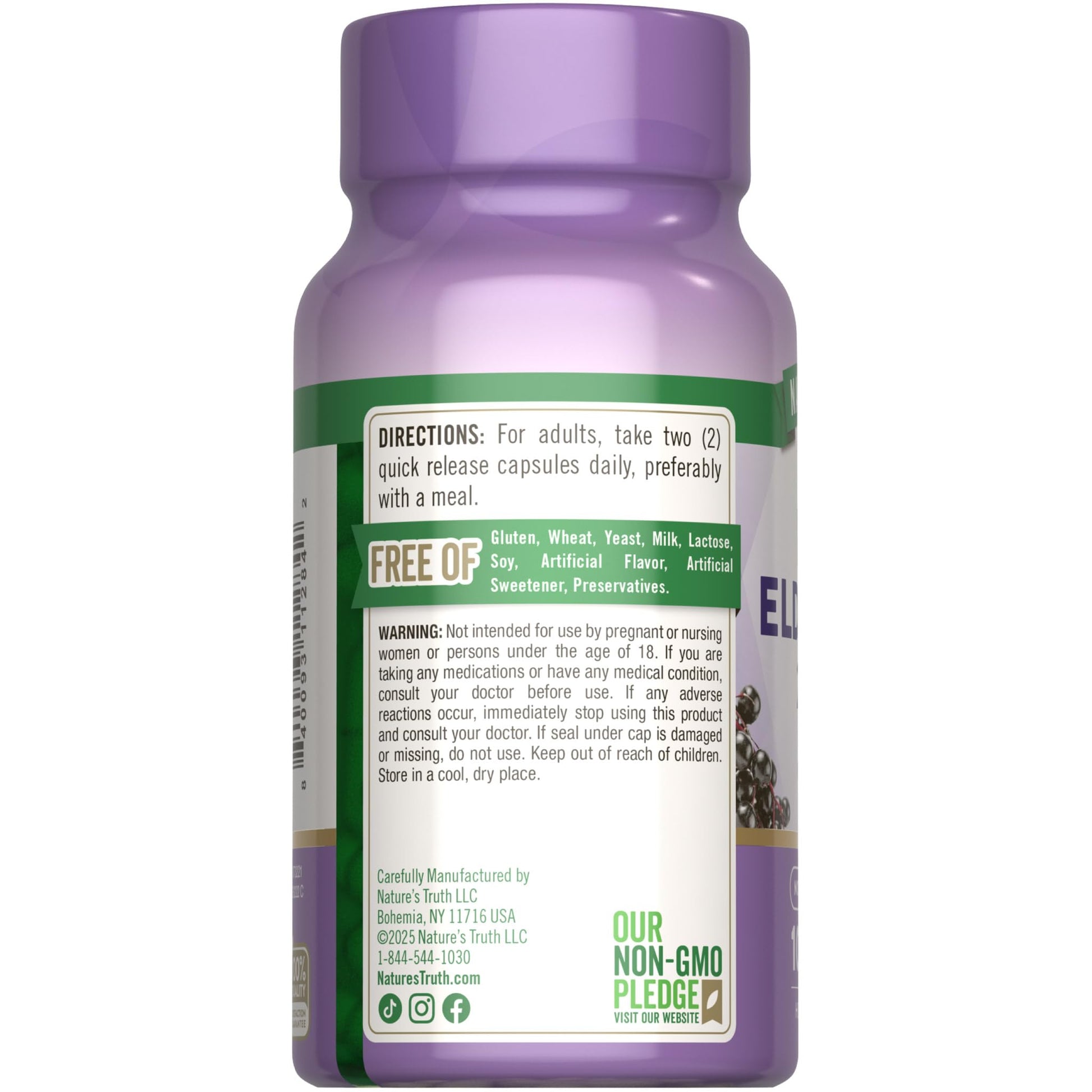 Nature's Truth Black Elderberry Capsules | 100 Count | Super Concentrated Sambucus Extract | Non-GMO and Gluten Free Supplement - Maple Wellness Supplements