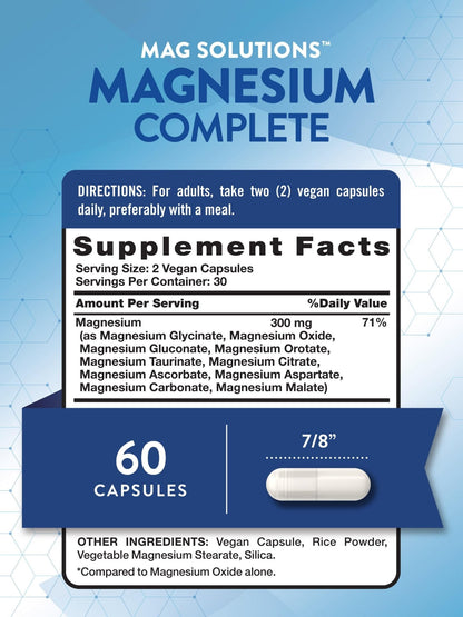 Nature's Truth Magnesium Complex Supplement 10 Forms | 300mg | 60 Capsules | Glycinate, Citrate, Plus More | Vegan, Non-GMO & Gluten Free - Maple Wellness Supplements