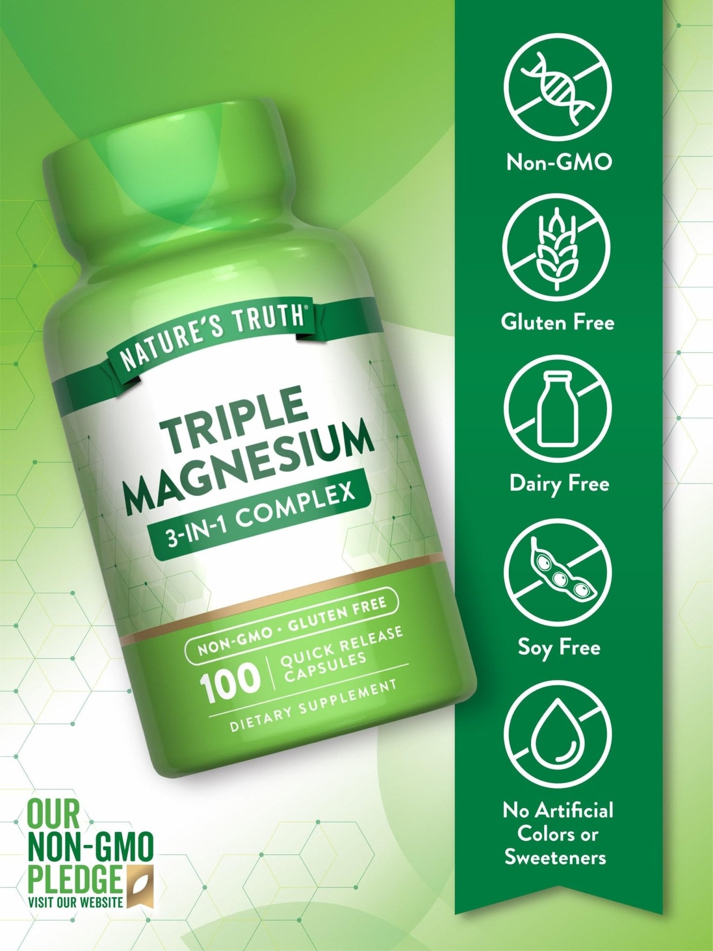 Nature's Truth Triple Magnesium Complex Supplement | 100 Capsules | 420 mg Magnesium Oxide, Citrate & Aspartate | Non-GMO & Gluten Free - Maple Wellness Supplements