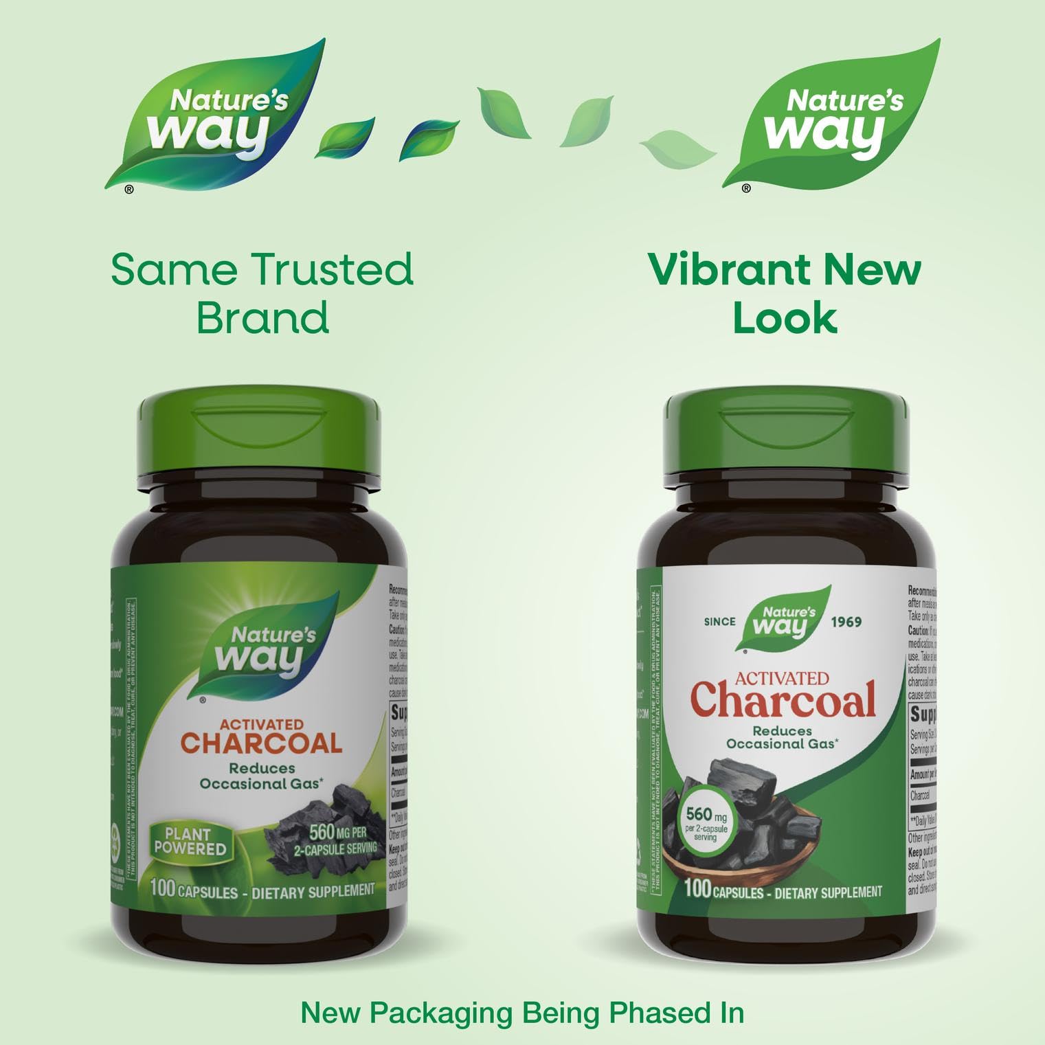 Nature's Way Activated Charcoal, Binds Unwanted Materials and Gas in the Digestive Tract*, 560 mg per 2-Capsule Serving, - Maple Wellness Supplements