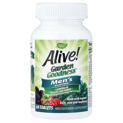 Nature's Way Alive! Garden Goodness Men's Multivitamin, Veggie & Fruit Blend (1400mg per serving), Made with Organic Kale, 60 Count - Maple Wellness Supplements
