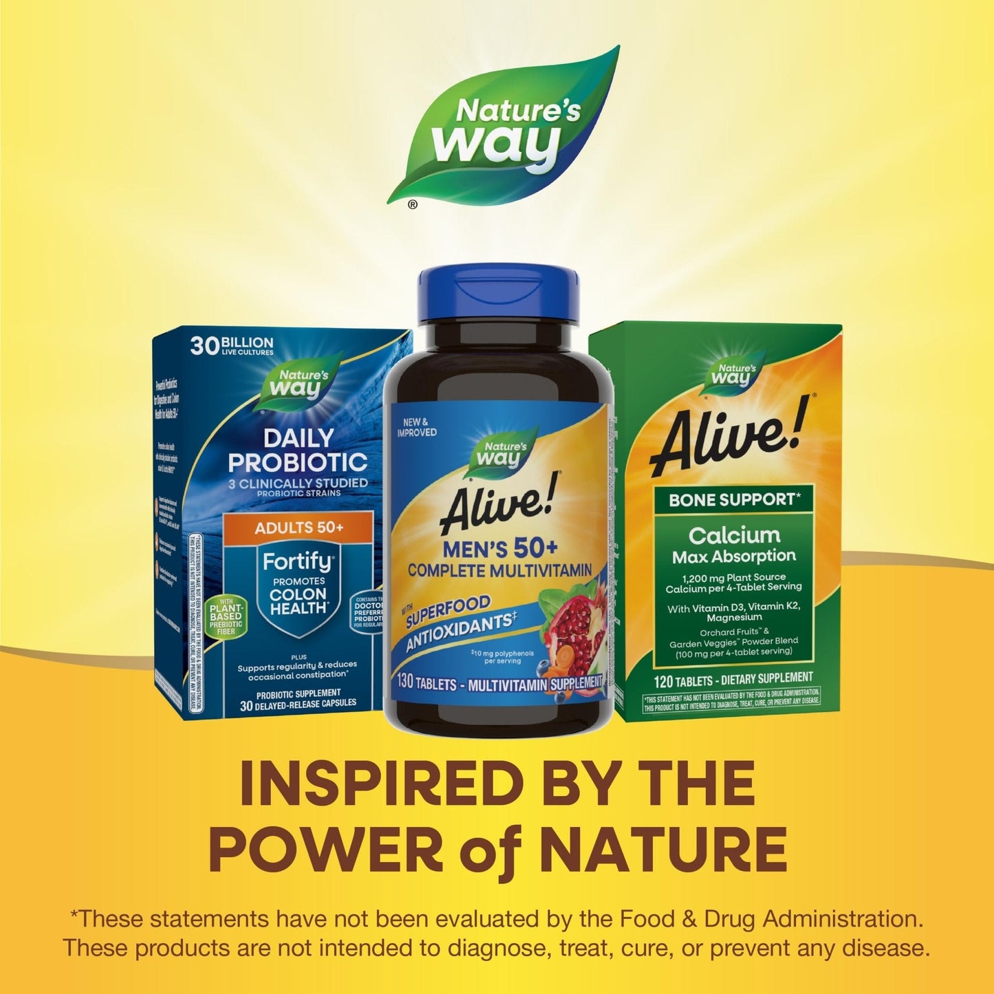 Nature’s Way Alive! Men’s 50+ Multivitamin Complete Tablets, Daily Multivitamin for Men Over 50, Supports Cellular Energy Metabolism - Maple Wellness Supplements