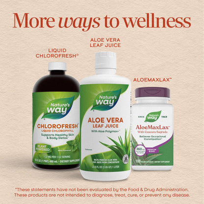 Nature’s Way Aloe Vera Leaf Juice, Flavorless Juice 99.5% Purified from Concentrate, Certified by The International Aloe Science Council, - Maple Wellness Supplements