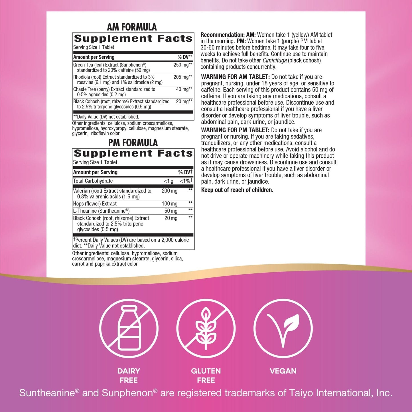 Nature's Way AM/PM PeriMenopause Formula, Perimenopause and PMS Symptom Support*, Hormone-Free, Hot Flashes*, PMS Symptoms*, Restful Sleep*, 30 AM & 30 PM Tablets - Maple Wellness Supplements