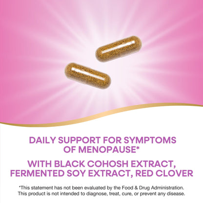 Nature's Way EstroSoy, Menopause Relief Blend*, Helps Relieve Menopausal Symptoms*, Black Cohosh, Fermented Soy Extracts, Red Clover, 60 Vegan Capsules (Packaging May Vary) - Maple Wellness Supplements