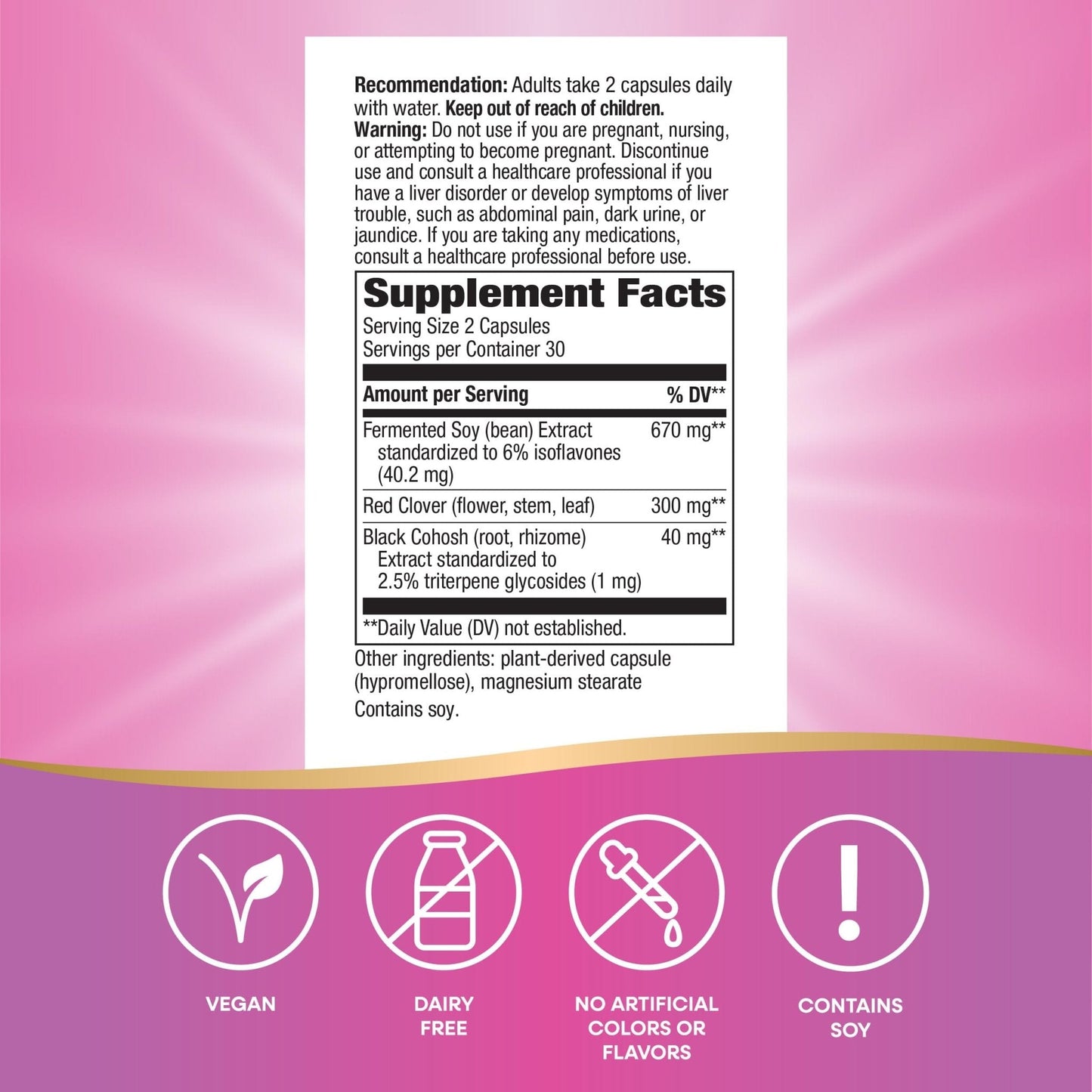 Nature's Way EstroSoy, Menopause Relief Blend*, Helps Relieve Menopausal Symptoms*, Black Cohosh, Fermented Soy Extracts, Red Clover, 60 Vegan Capsules (Packaging May Vary) - Maple Wellness Supplements