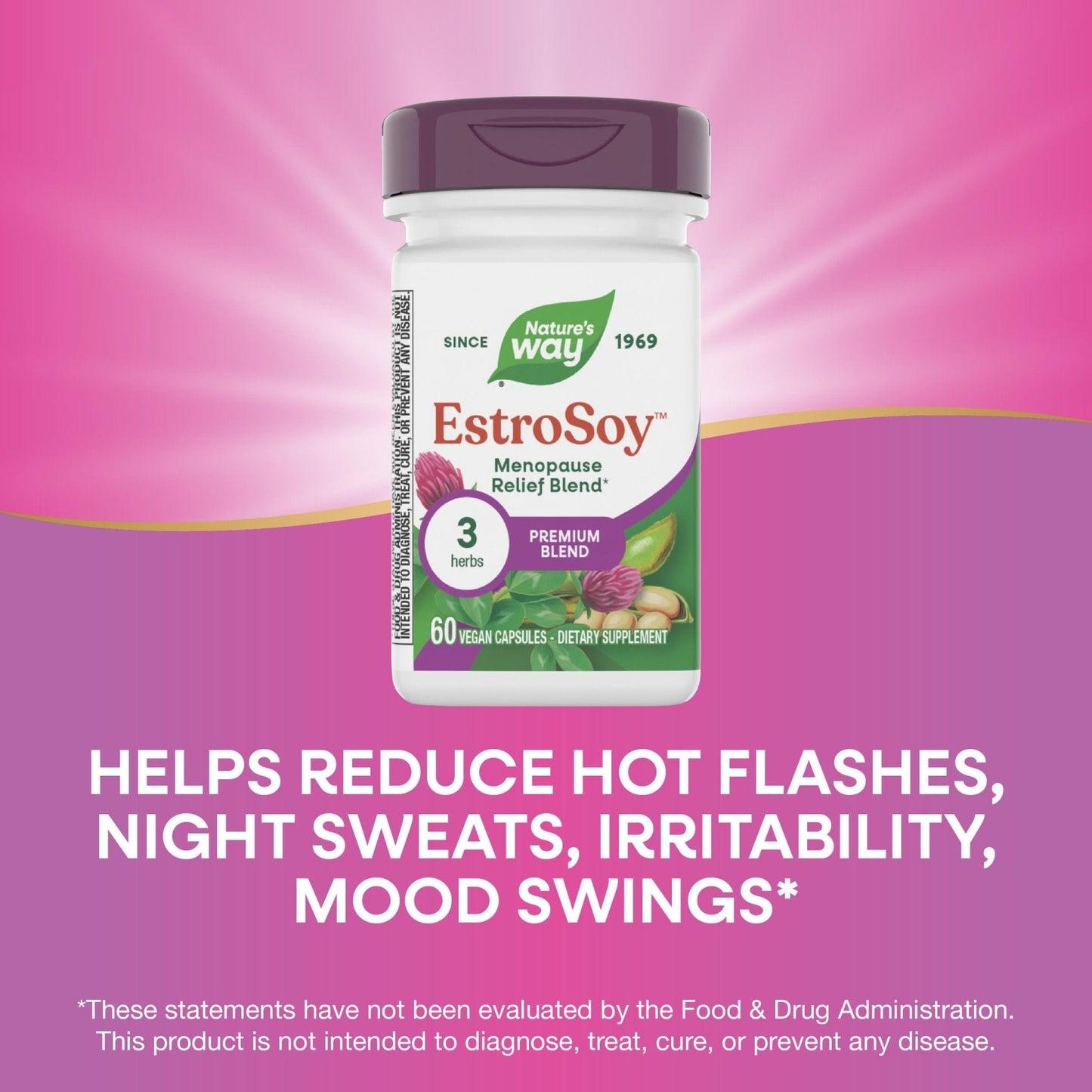 Nature's Way EstroSoy, Menopause Relief Blend*, Helps Relieve Menopausal Symptoms*, Black Cohosh, Fermented Soy Extracts, Red Clover, 60 Vegan Capsules (Packaging May Vary) - Maple Wellness Supplements