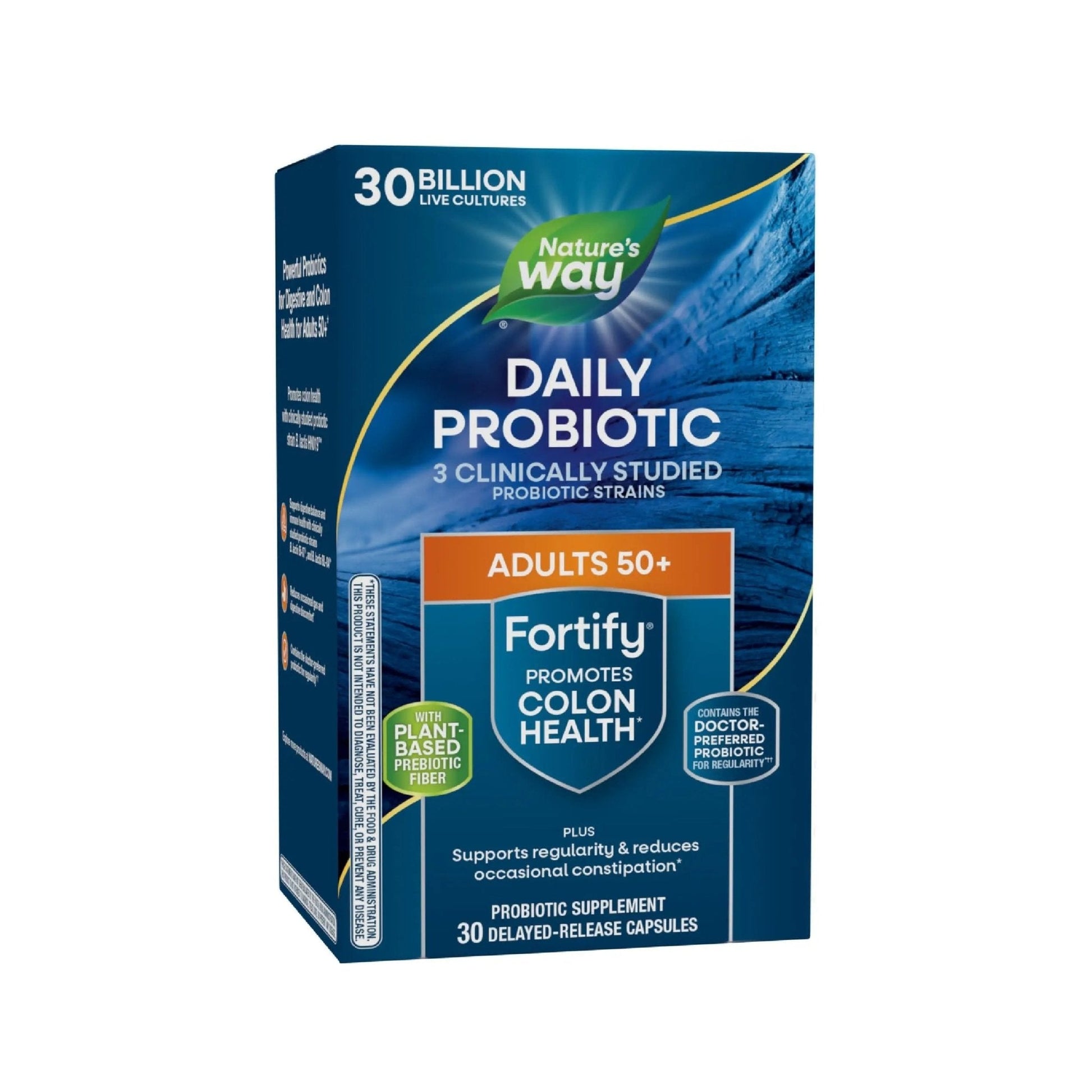 Nature's Way Fortify 50+ Daily Probiotic for Men & Women, 30 Billion Live Cultures, Colon, Digestive, and Immune Health Support* Supplement, 30 Capsules - Maple Wellness Supplements
