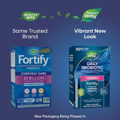 Nature’s Way Fortify Women’s Probiotic, 30 Billion Live Cultures, 11 Strains, Prebiotic, 30 Capsules - Maple Wellness Supplements