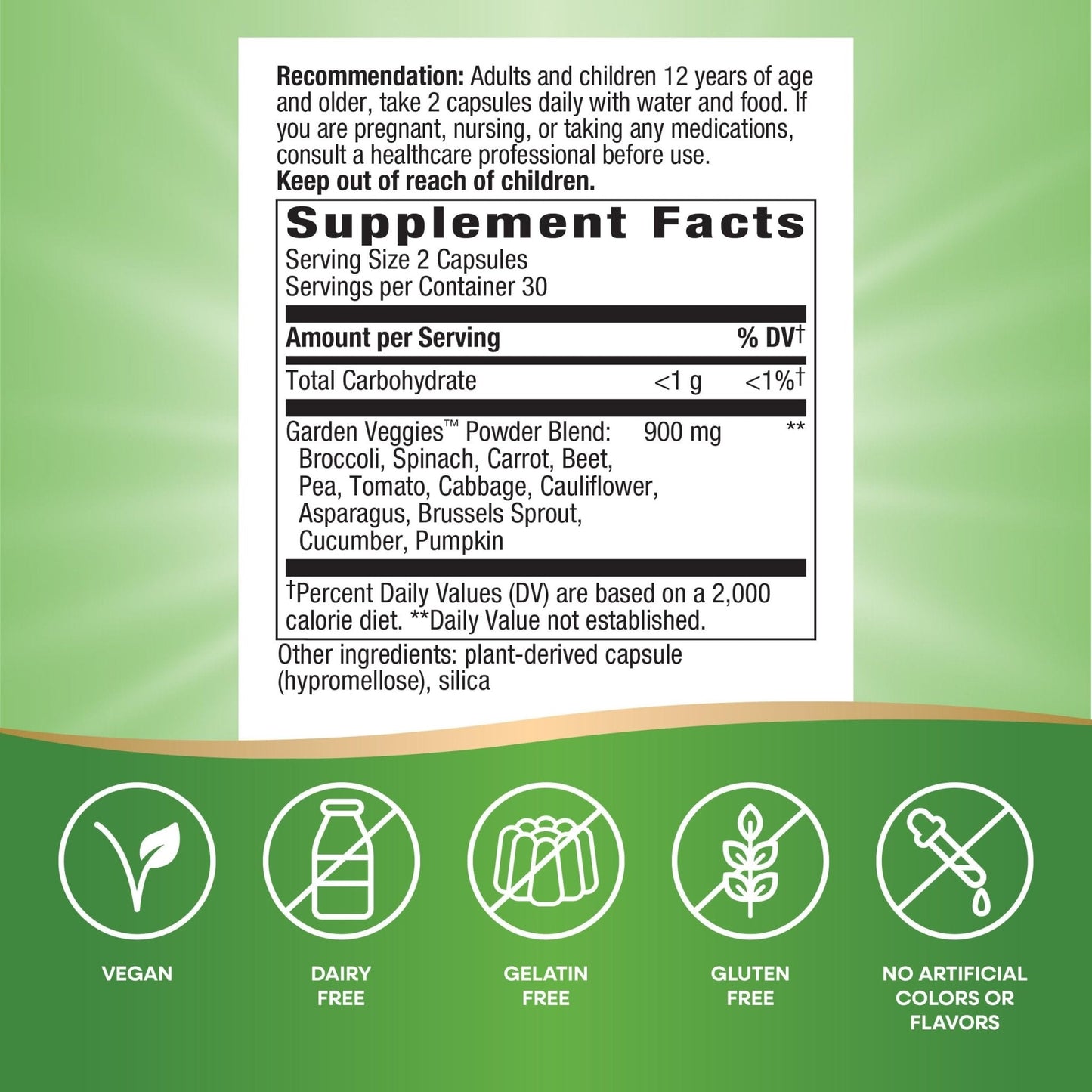 Nature’s Way Garden Veggies, Vegetable Supplement Capsules, Plant-Powered Powder Blend Made with 12 Different Vegetables, Green Superfood Veggie Blend - Maple Wellness Supplements