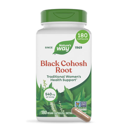 Nature’s Way Herbs Black Cohosh Root Capsules, Traditional Women’s Herbal Supplement*, Cimicifuga Racemosa Root, - Maple Wellness Supplements