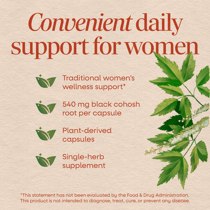 Nature’s Way Herbs Black Cohosh Root Capsules, Traditional Women’s Herbal Supplement*, Cimicifuga Racemosa Root, - Maple Wellness Supplements