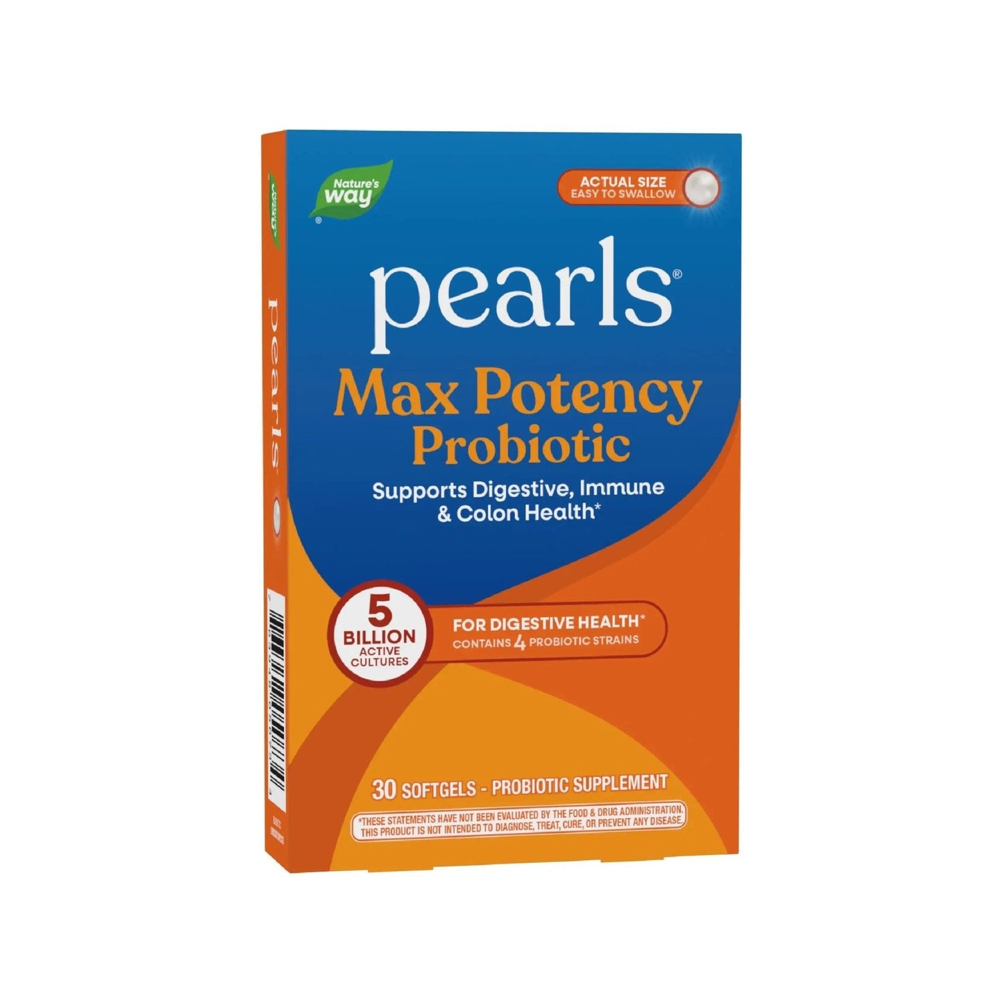 Nature's Way Pearls Max Potency Probiotic for Men and Women, Supports Digestive, Immune, Colon Health*, 5 Billion Live Cultures, No Refrigeration Required, 30 Softgels - Maple Wellness Supplements