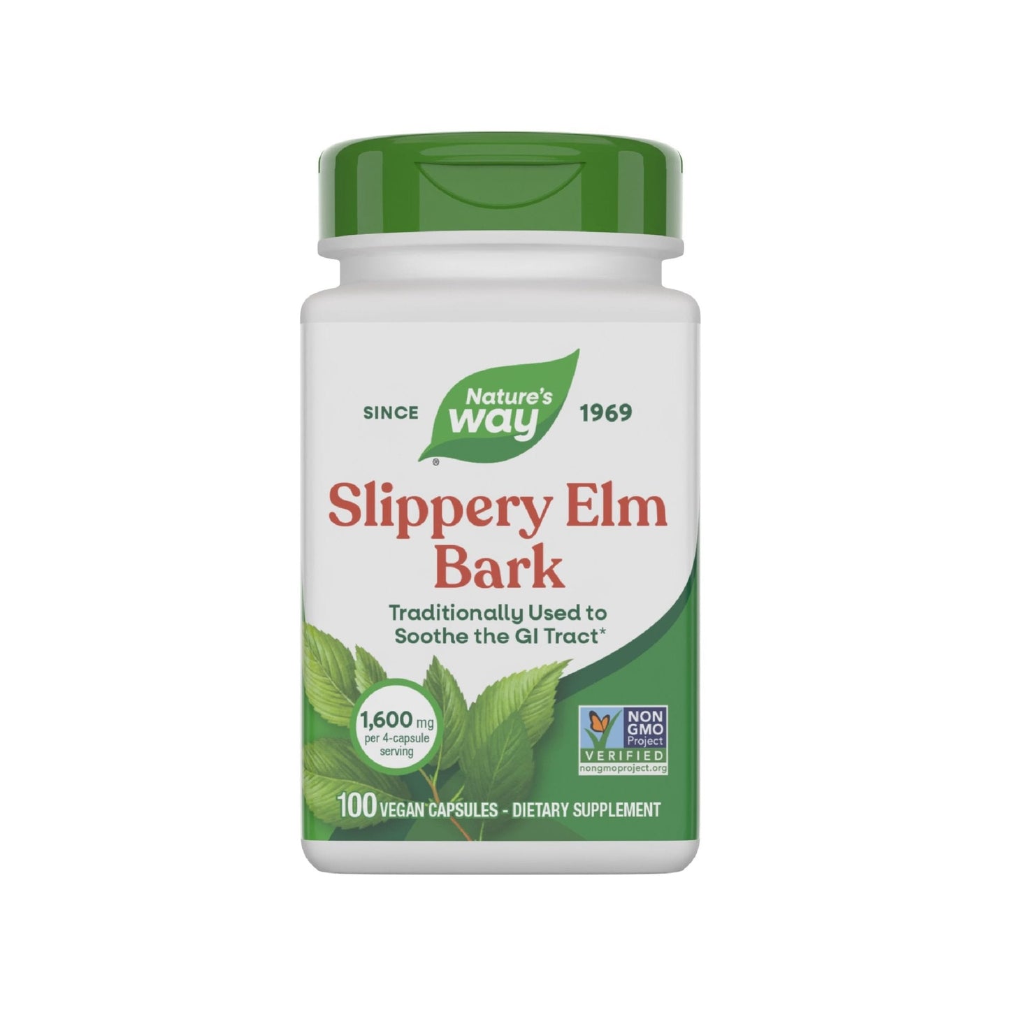 Nature’s Way Slippery Elm Bark Capsules, Traditional Digestive Support to Soothe Gastrointestinal Tract*, 1,600 mg per 4-Capsule Serving - Maple Wellness Supplements