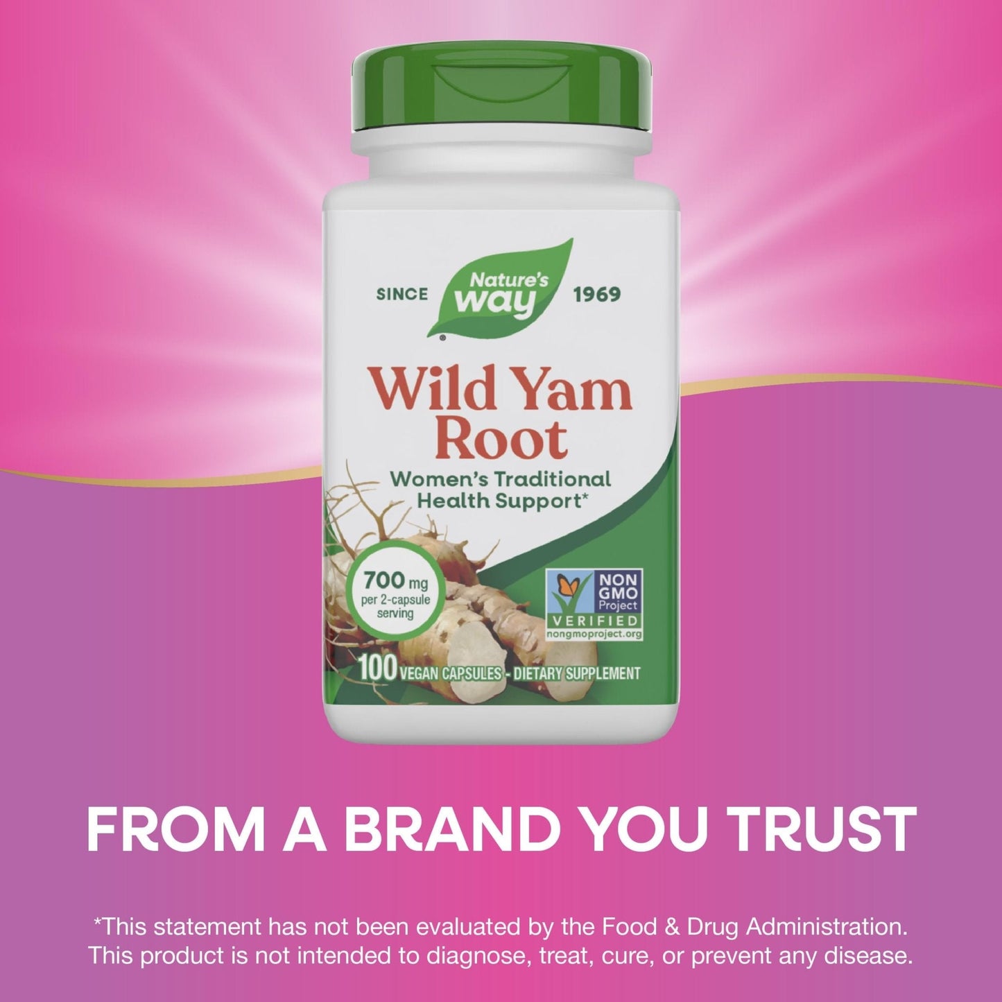 Nature's Way Wild Yam Root Capsules, Women's Traditional Health Support*, 700 mg per 2-Capsule Serving, Non-GMO Project Verified, 100 Vegan Capsules (Packaging May Vary) - Maple Wellness Supplements
