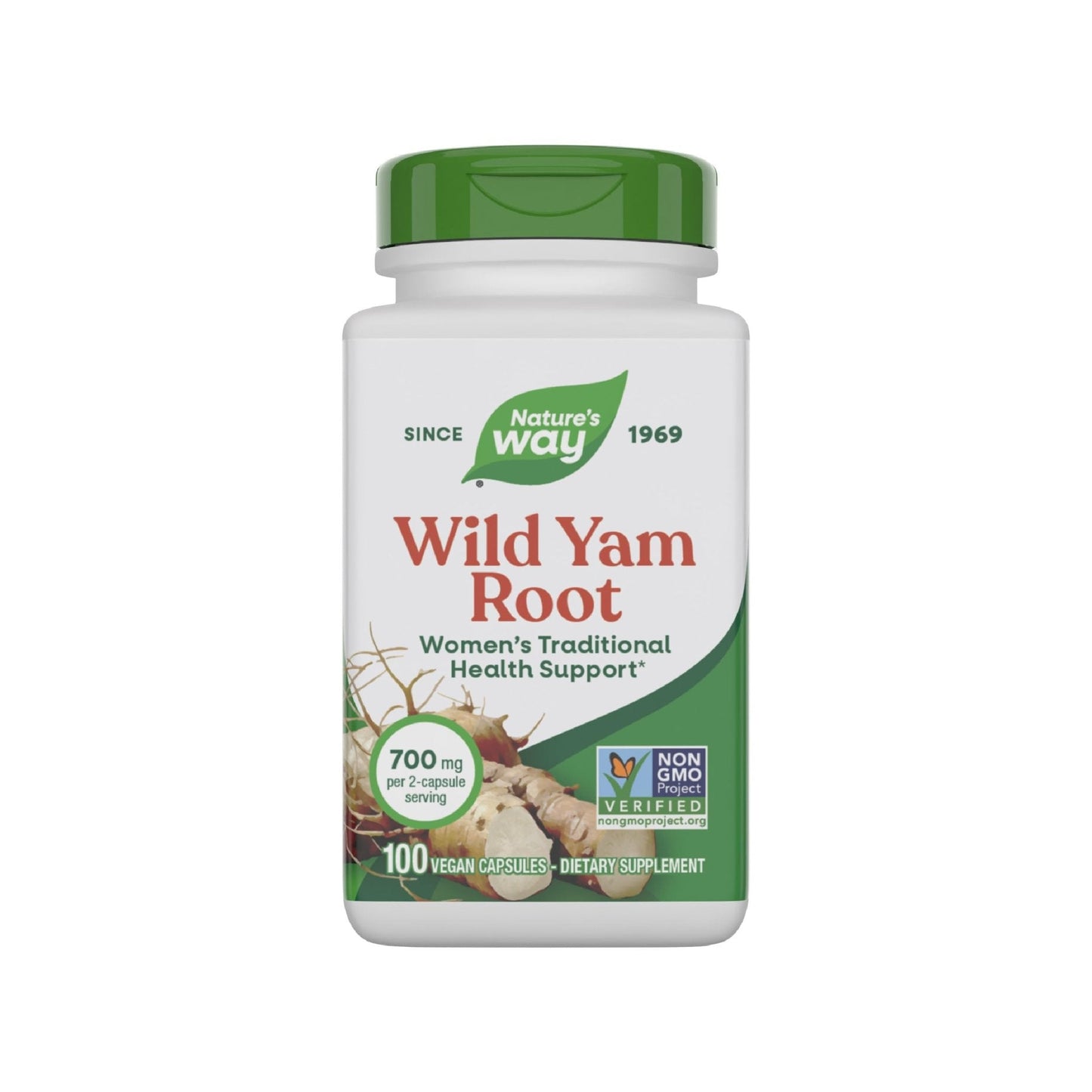 Nature's Way Wild Yam Root Capsules, Women's Traditional Health Support*, 700 mg per 2-Capsule Serving, Non-GMO Project Verified, 100 Vegan Capsules (Packaging May Vary) - Maple Wellness Supplements