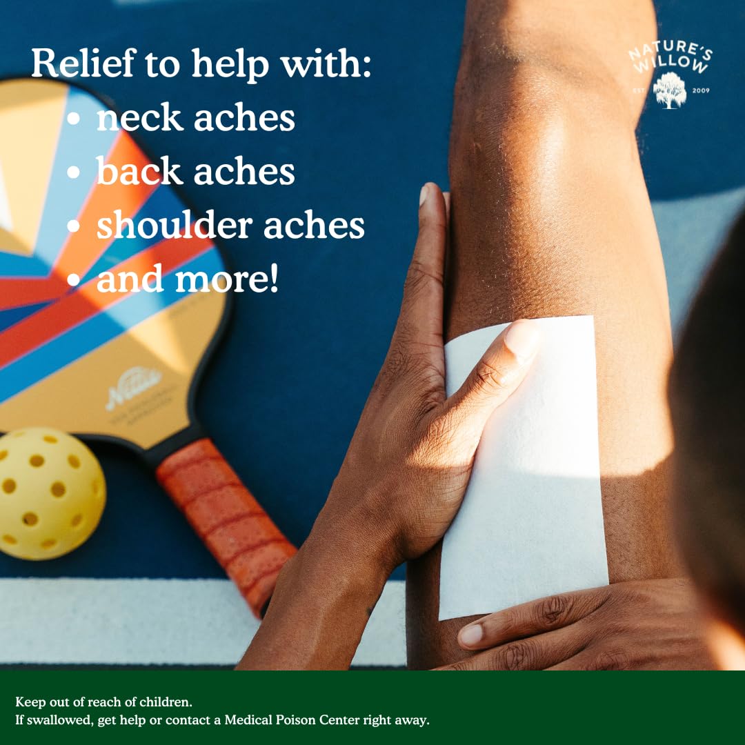 Nature's Willow Relief Patches – Fast-Acting, Plant-Based Topical Solution to Help with Sore Muscles & Joints | 6 Patches per Pack | 1-Pack - Maple Wellness Supplements