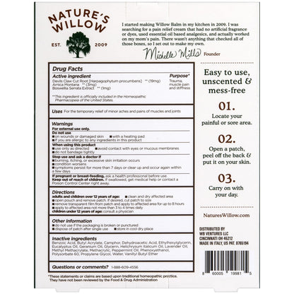 Nature's Willow Relief Patches – Fast-Acting, Plant-Based Topical Solution to Help with Sore Muscles & Joints | 6 Patches per Pack | 1-Pack - Maple Wellness Supplements
