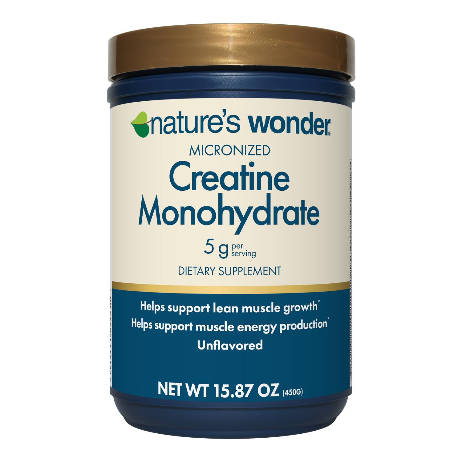 Nature's Wonder Micronized Creatine Monohydrate Powder 5g, Muscle Health, Muscle Energy Production, No Lactose, 5g of Micronized creatine Powder per Serving, 450G, 90 Servings - Maple Wellness Supplements