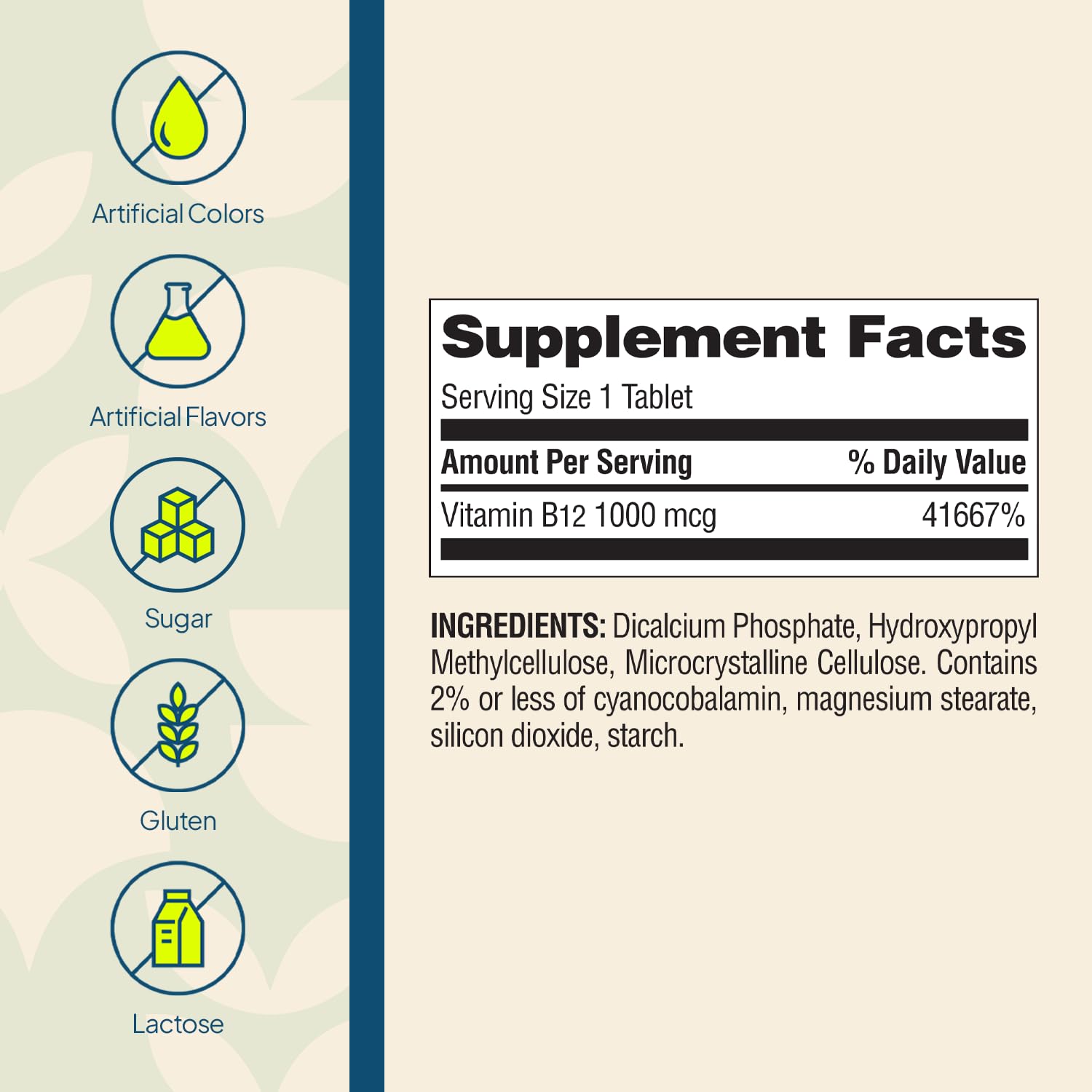 Nature's Wonder Vitamin B12 1000 mcg Timed Release Tablets for Energy Metabolism, Supports Brain Health and Nervous System Health - Maple Wellness Supplements