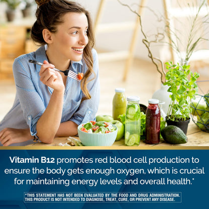 Nature's Wonder Vitamin B12 1000 mcg Timed Release Tablets for Energy Metabolism, Supports Brain Health and Nervous System Health - Maple Wellness Supplements