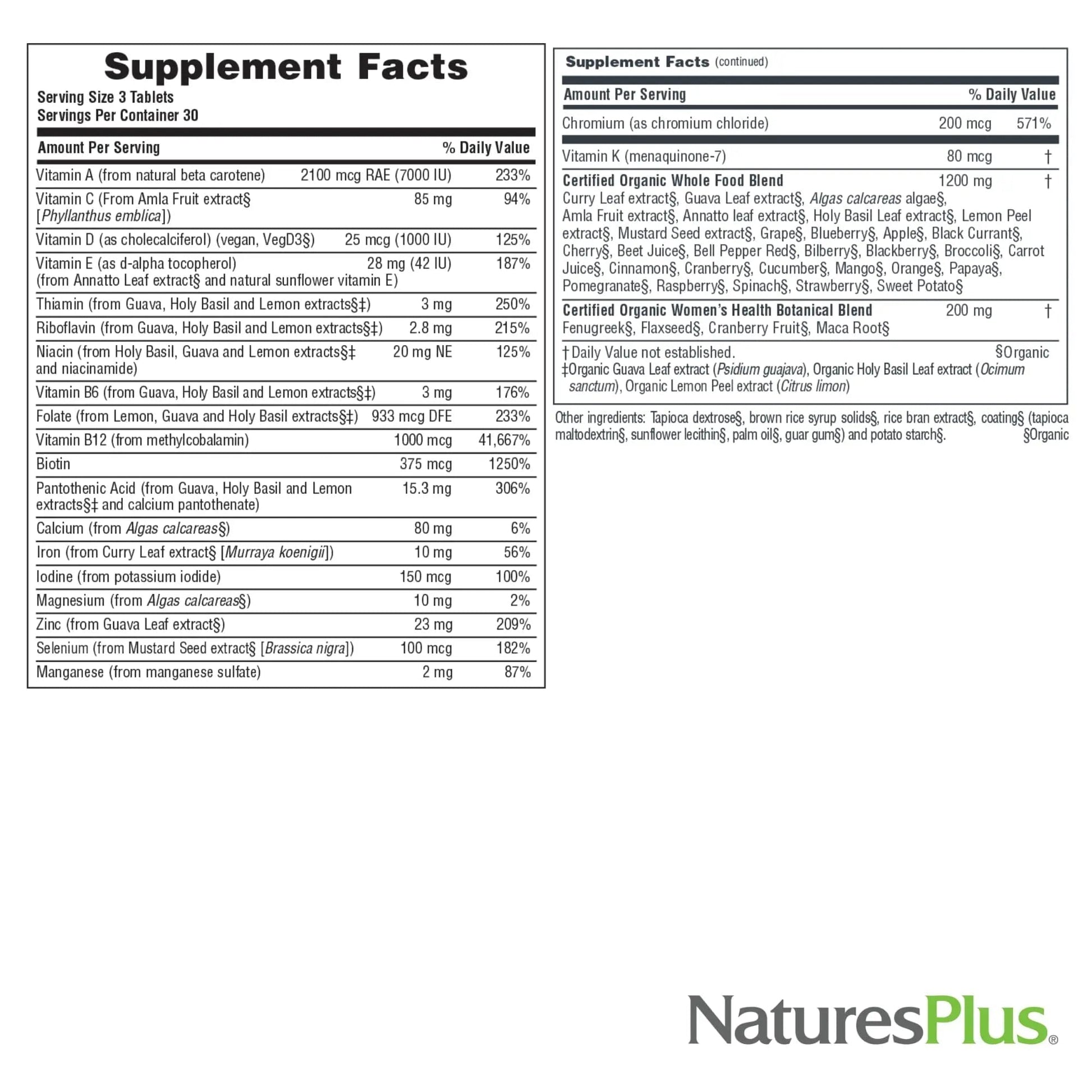 NaturesPlus Source of Life Garden Women’s Multivitamin - 90 Tablets - Supports Energy & Healthy Immune System - Maple Wellness Supplements